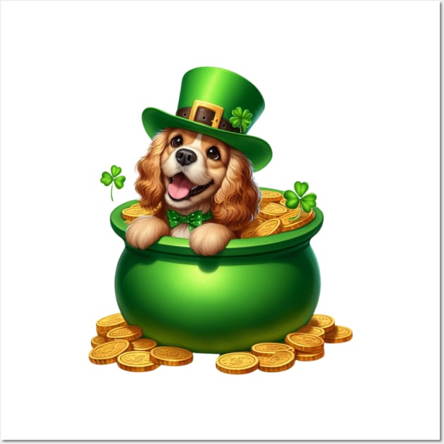 St Patricks Day Cocker Spaniel Dog Wall Art by Chromatic Fusion Studio